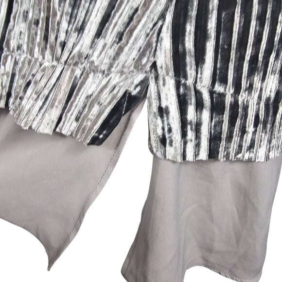 Shiny Pleated Dress Regency Core Party Glam Velvet Gray Origami by Vivien M - Picture 13 of 16